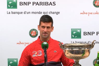 Novak Djokovic, press, final, Roland-Garros 2023