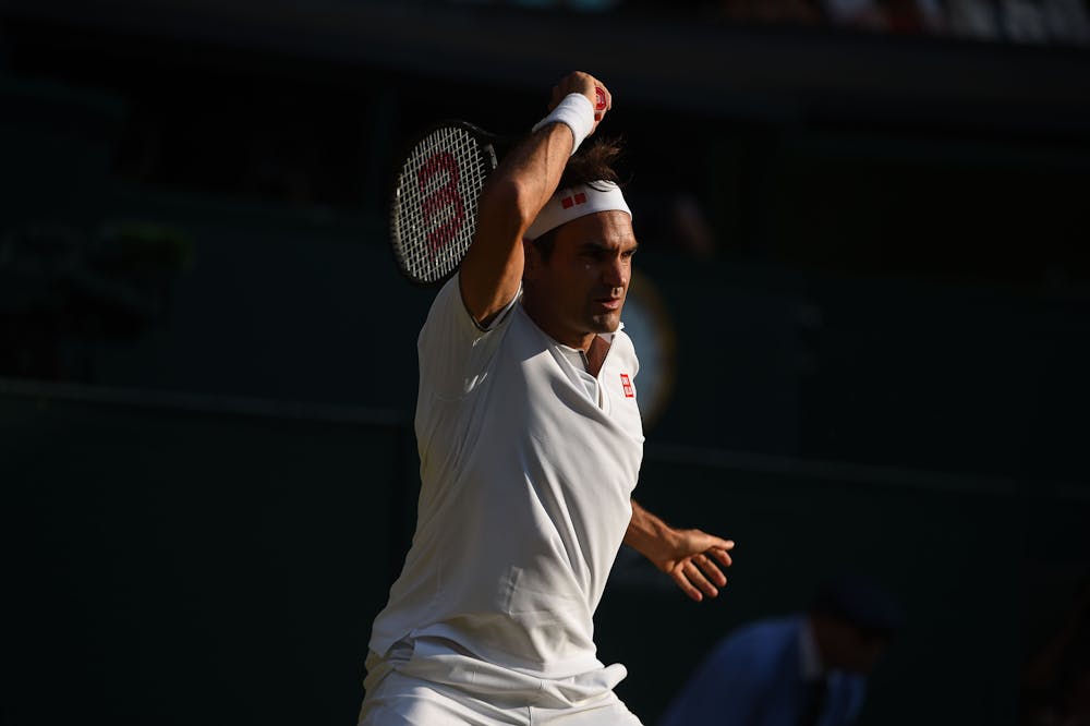 Roger Federer in the beautiful light at Wimbledon 2019
