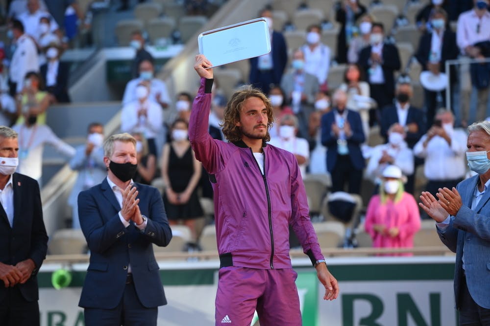 Stefanos Tsitsipas, Roland Garros 2021, trophy ceremony