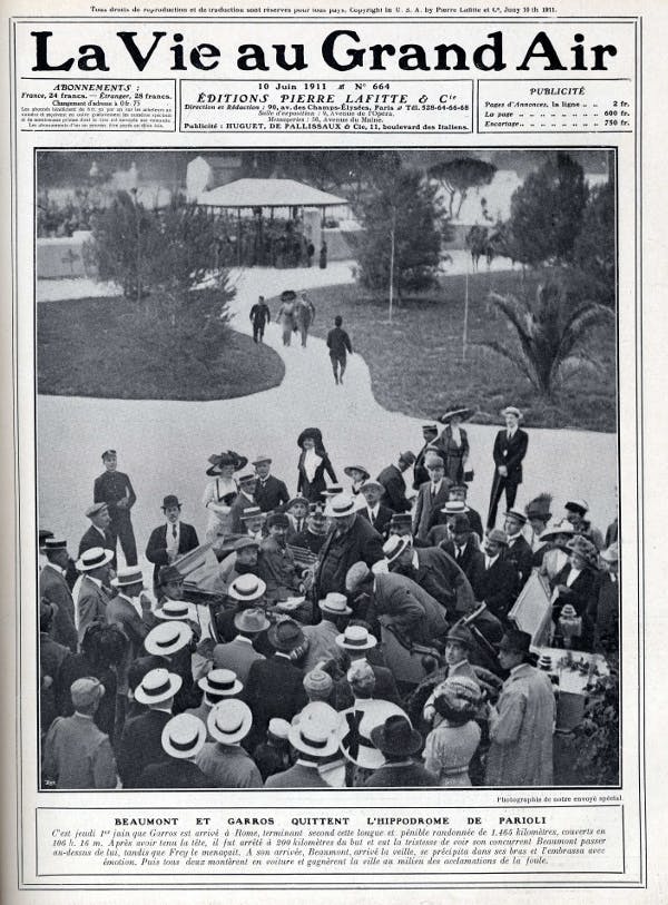 Roland Garros aviateur Vie au grand air 1911.