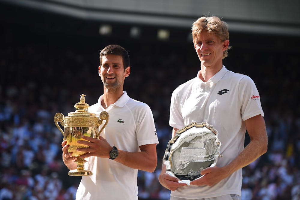 Novak Djokovic and Kevin Anderson trophy ceremony Wimbledon 2018