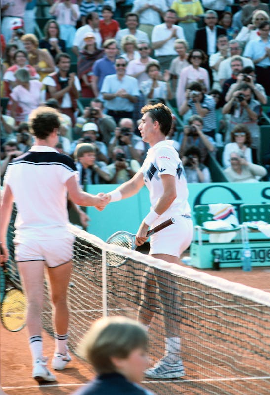 Lendl and McEnroe at the end of their legendary final at Roland-Garros 1984