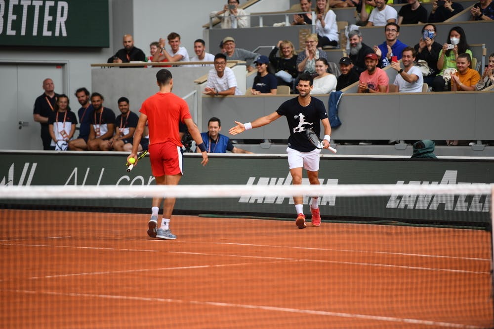 Carlos Alcaraz & Novak Djokovic / Entraînement Roland-Garros 2022