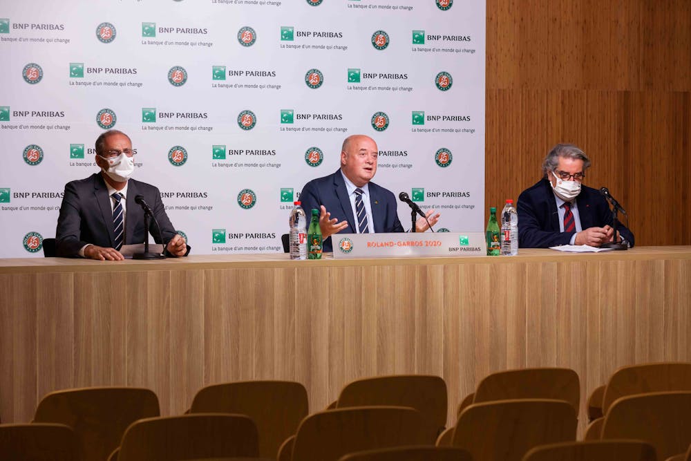 Bernard Giudicelli, Guy Forget, Jean-François Vilotte, Roland-Garros 2020, conférence de presse, bilan tournoi