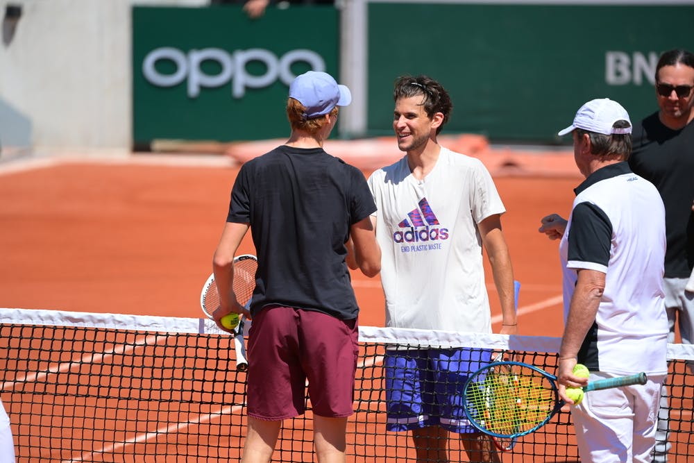 Dominic Thiem, Jannik Sinner, Roland-Garros 2021, practice