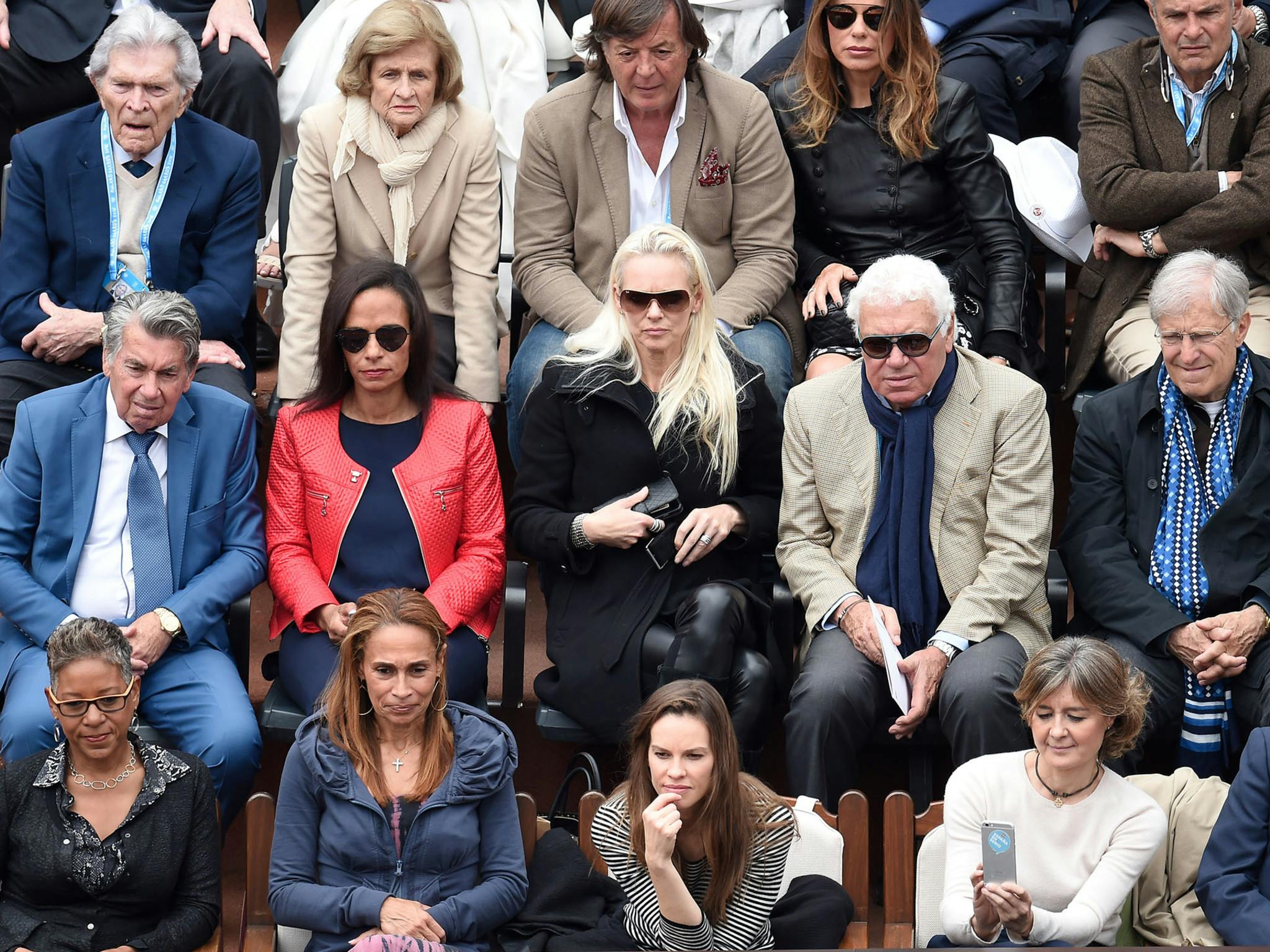 Hillary Swank, Roland-Garros 2016 (en bas au centre).