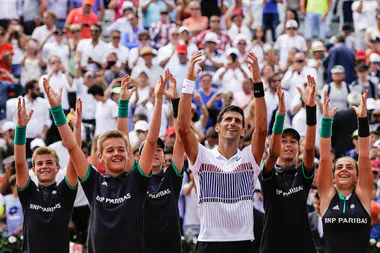Roland-Garros 2017, Novak Djokovic, ramasseurs de balles, ball boys 