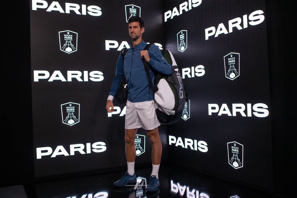 Novak Djokovic in the tunnel of the Rolex Paris Masters 2018