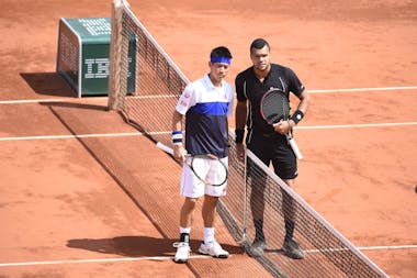 Tsonga - Nishikori during quarter-final at Roland-Garros 2015