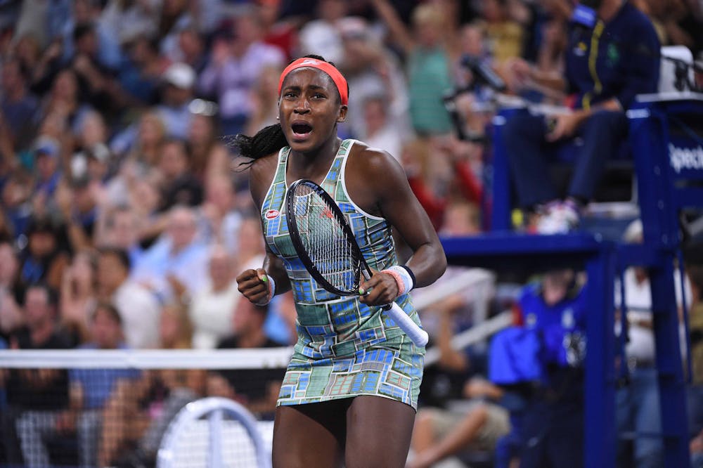 Coco Gauff shouting durinh her second round match at the 2019 US Open