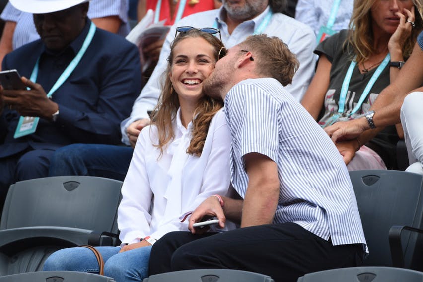 Le médaillé d'argentolympique de décathlon Kevin Mayer à Roland-Garros 2018/Kevin Mayer and his girlfriend Delphine Jariel