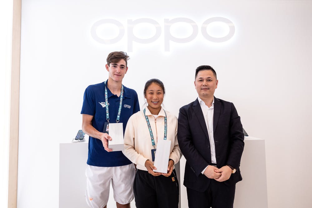 Gustavo Heide, Tian Fangran and Vincent Huang from Oppo Roland-Garros Junior Wild Card Series