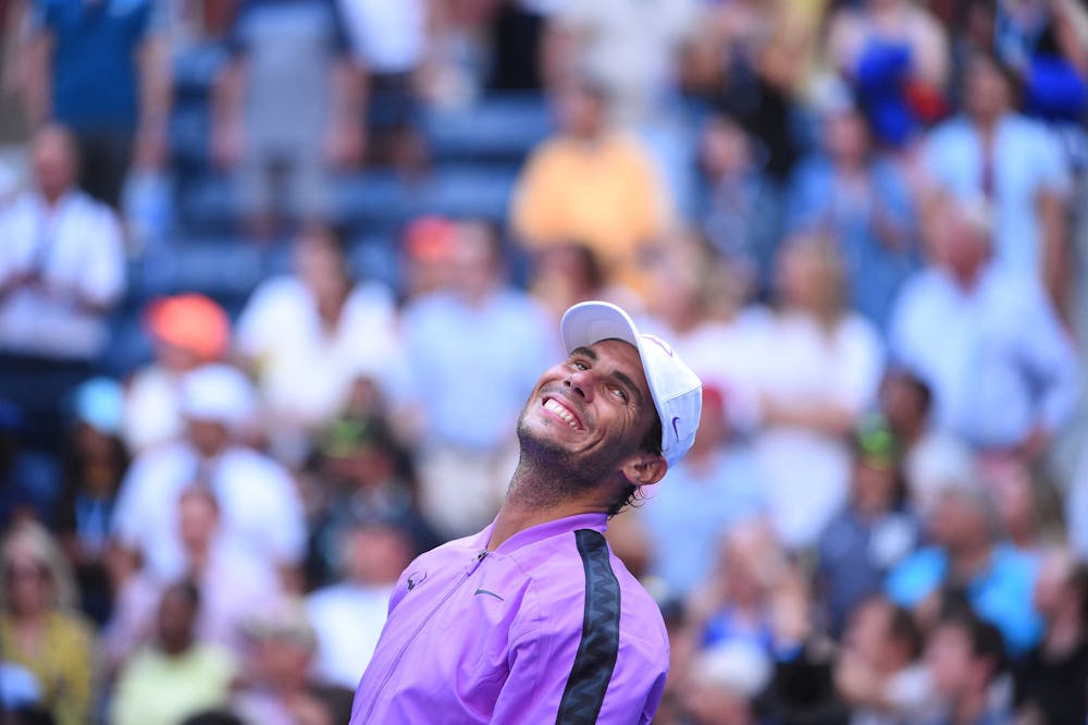 Rafael Nadal smiling after his third round match victory at the 2019 US Open