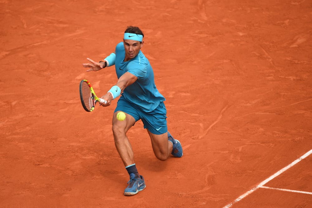 Rafael Nadal sliding on the 2019 Roland-Garros clay