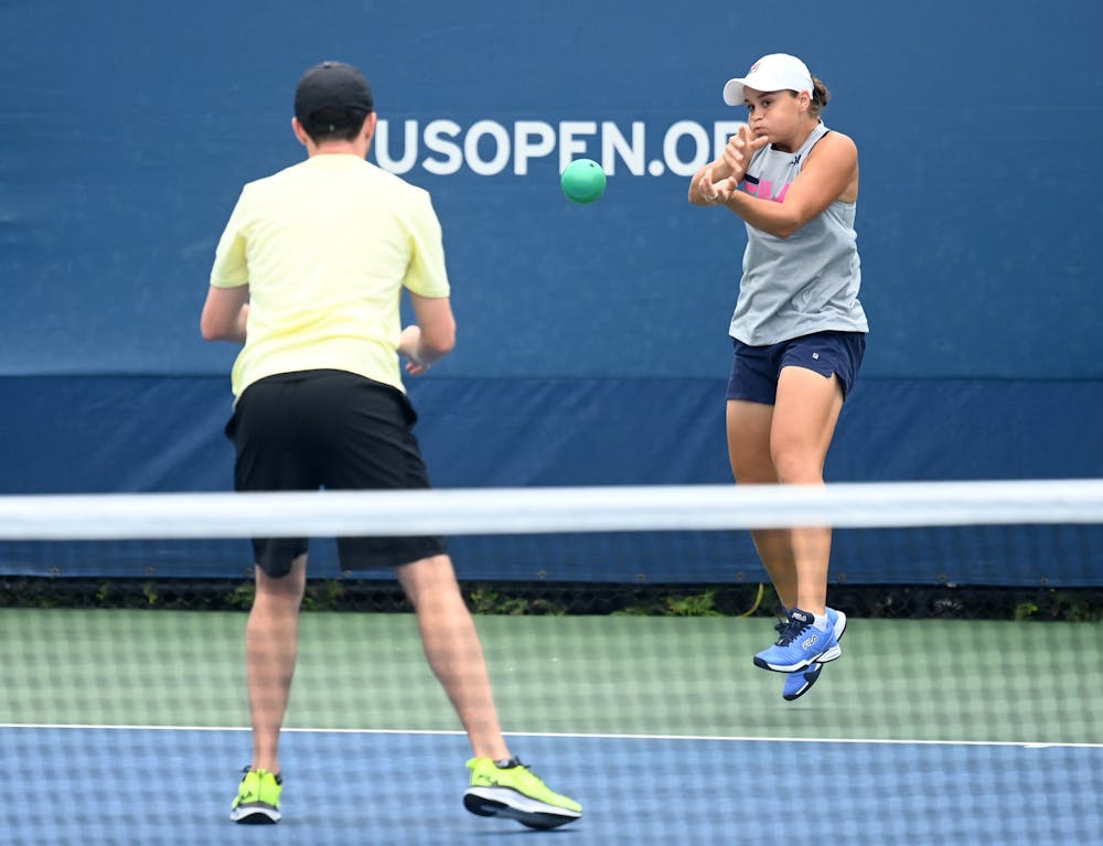 Ash Barty working out at practice ahead of the 2021 US Open