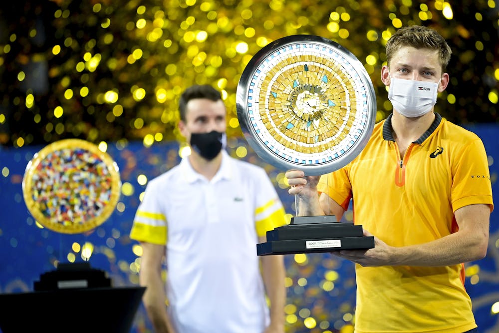 Roberto Bautista Agut and David Goffin during the tropy presentation after the Open Sud de France 2021 final