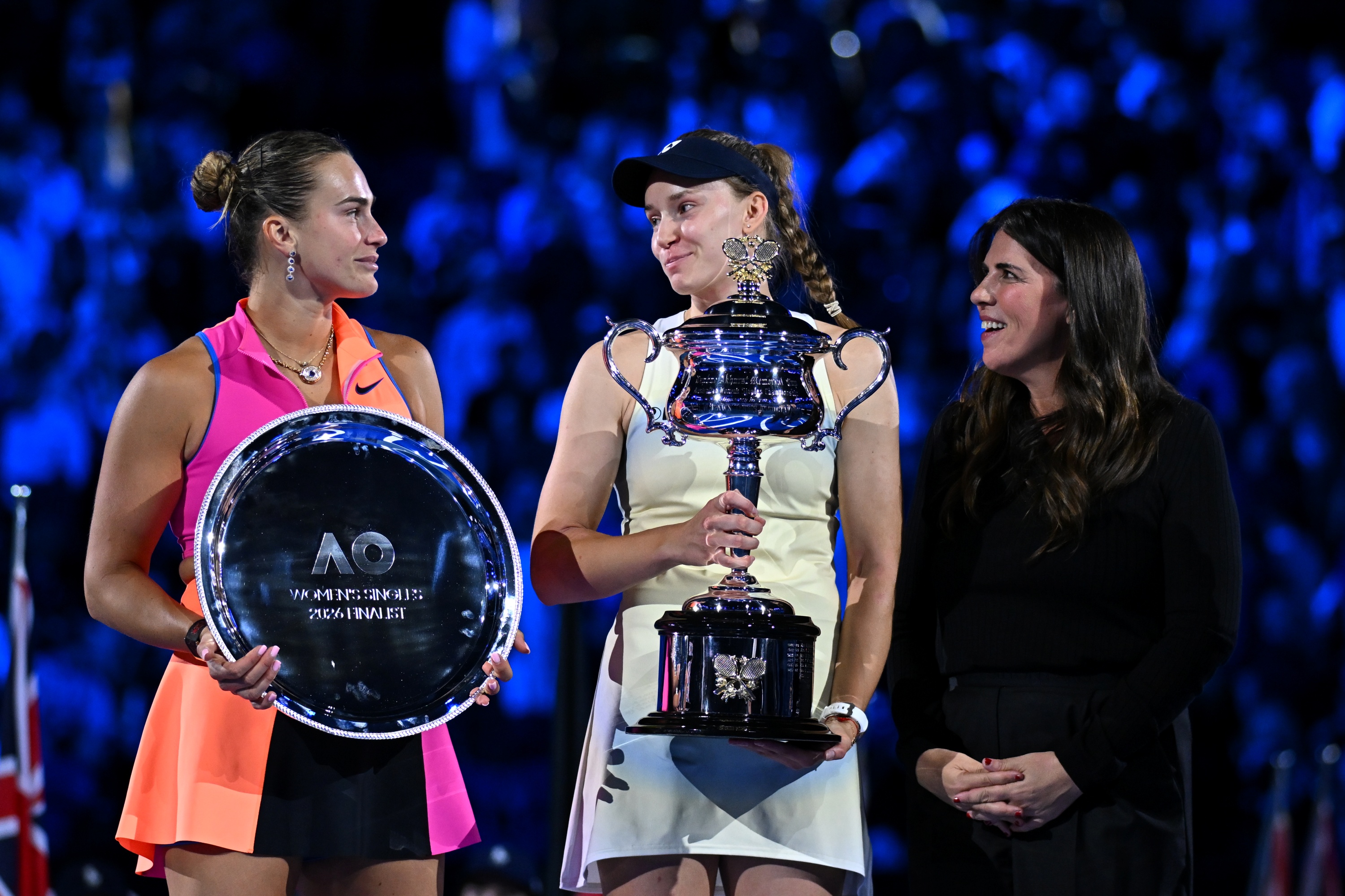 Aryna Sabalenka, Elena Rybakina & Jennifer Capriati / Photocall trophées - Open d'Australie 2026