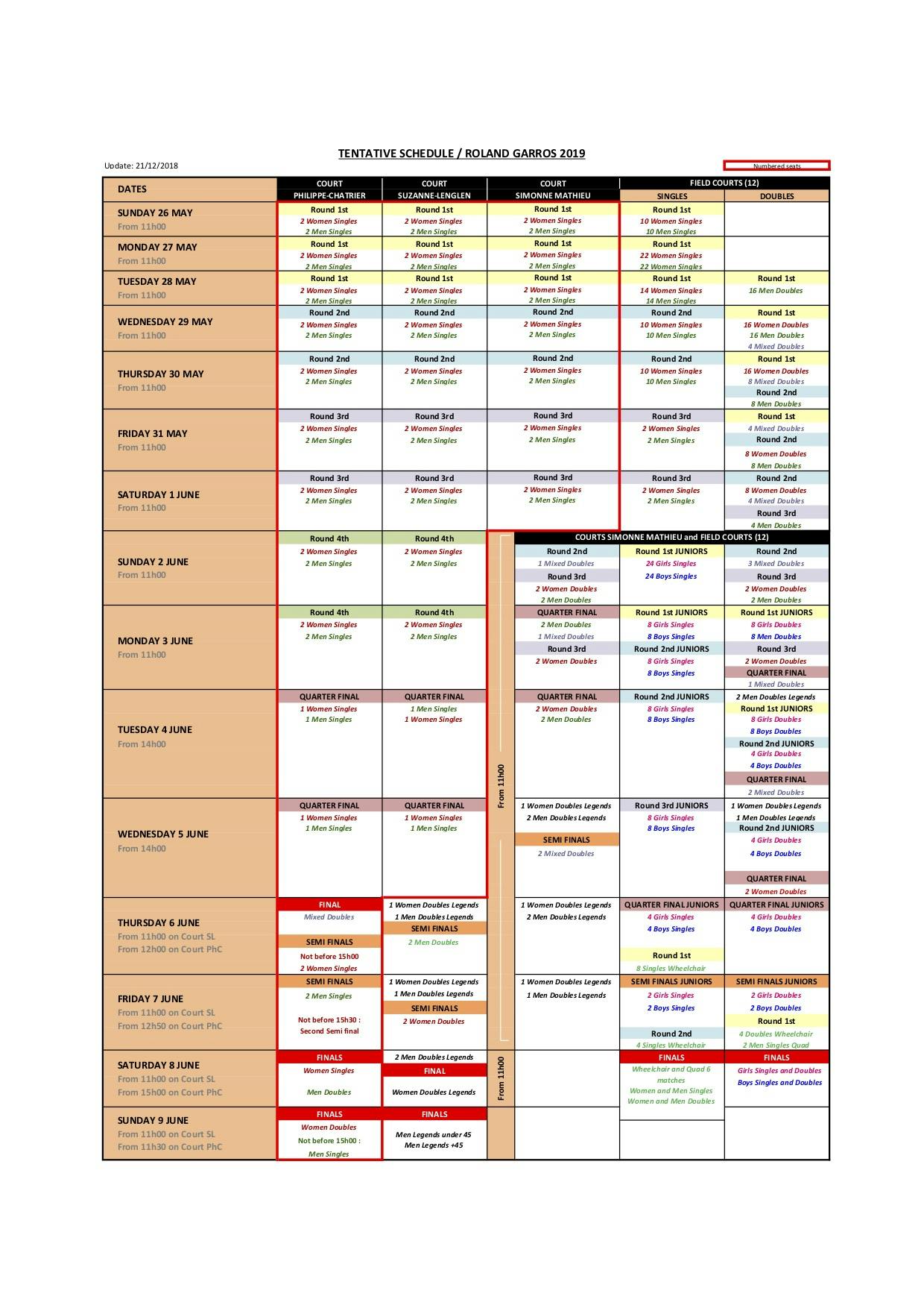 Calendrier Match Roland Garros 2021 | Calendrier Lunaire