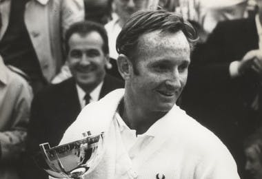 Rod Laver lors de la remise du trophée, Roland-Garros 1969