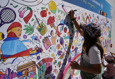 Fresque Coloriage, Roland-Garros 2024, Journée Yannick Noah Fresque Coloriage, Roland-Garros 2024, Journée Yannick Noah