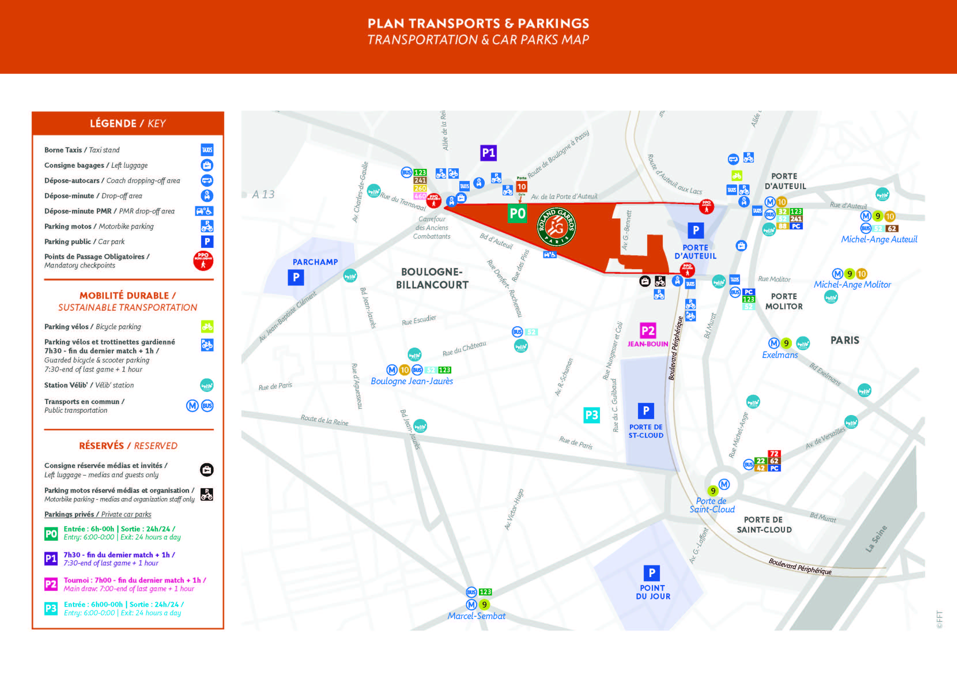 Plan Transports & Parkings / Roland-Garros 2025