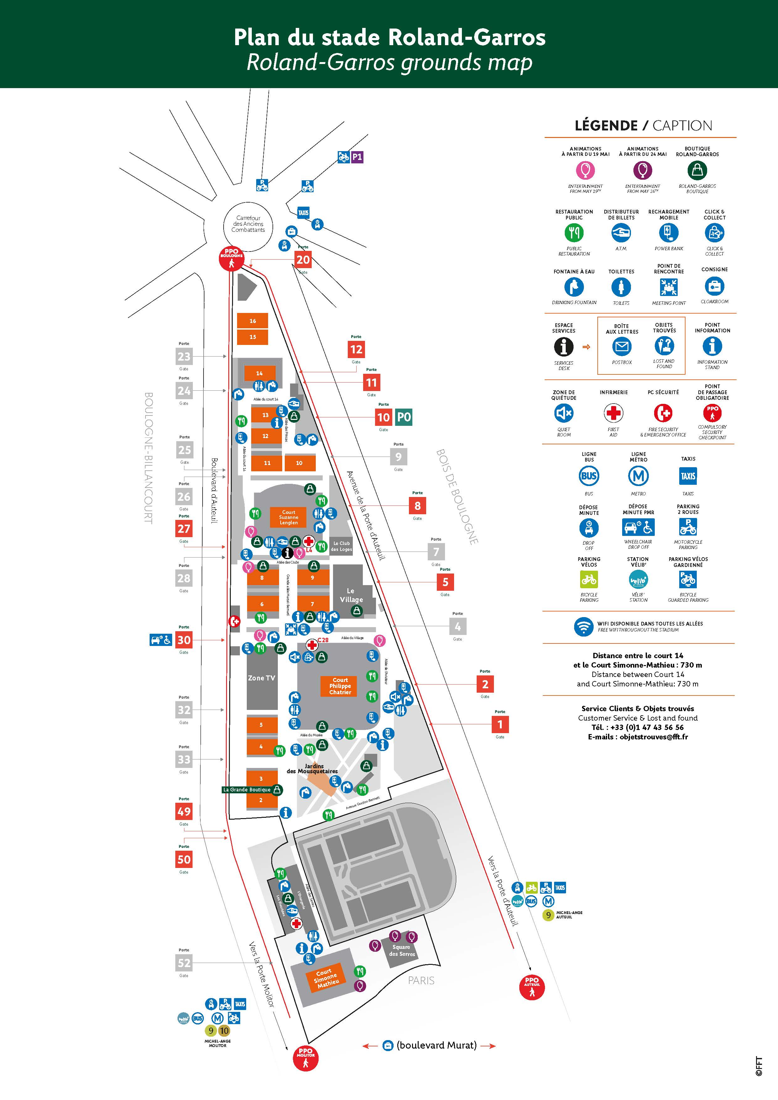 Plan du Stade / Roland-Garros 2025