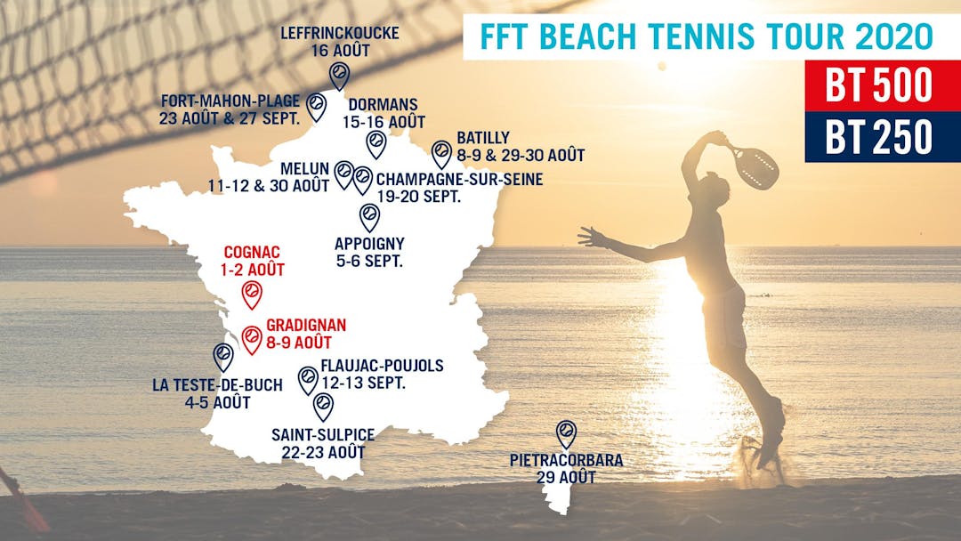 Beach Tennis tour - Toutes les épreuves en carte | Fédération française de tennis