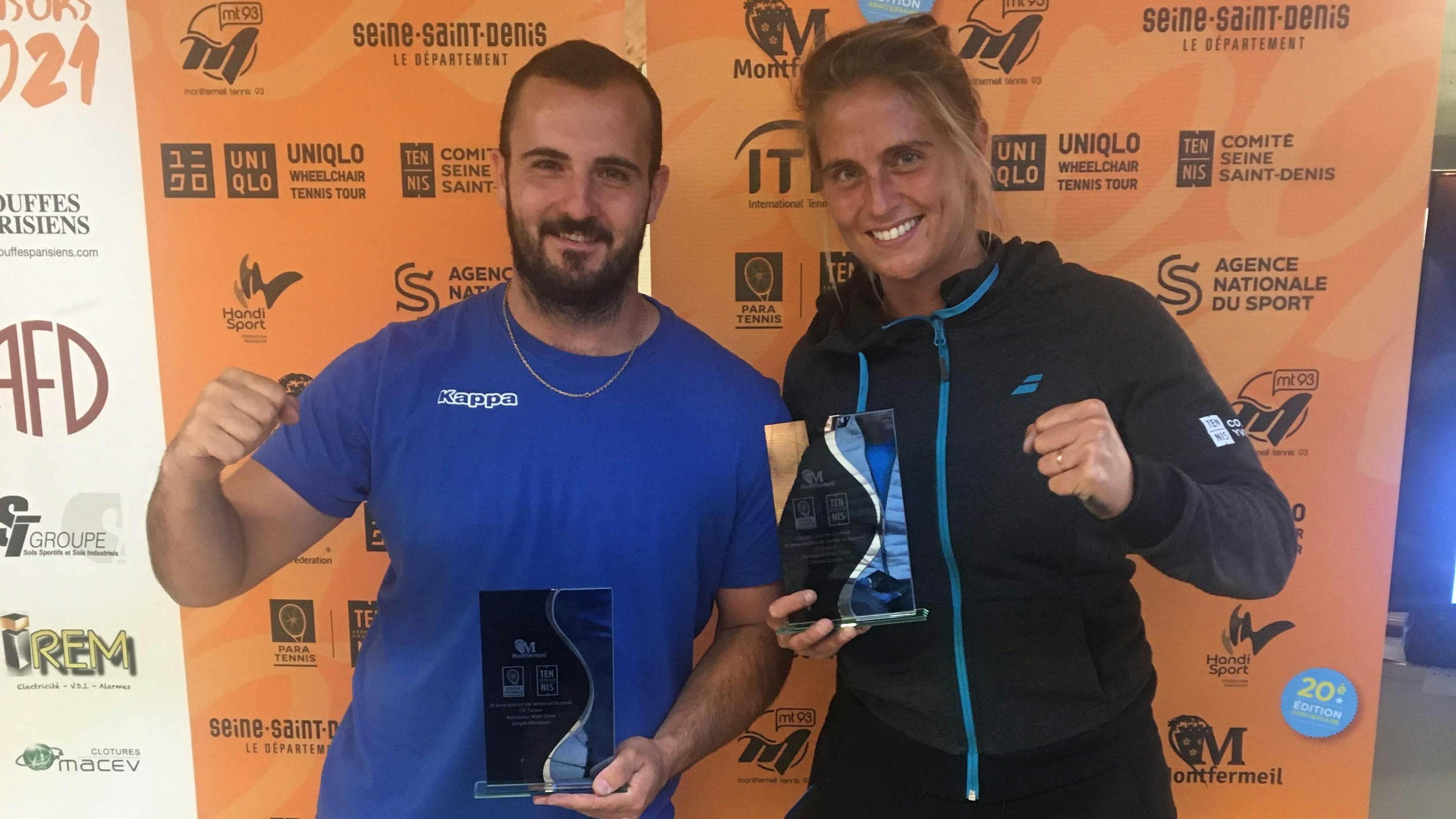 Guilhem Laget et Pauline Déroulède, vainqueurs à Montfermeil.