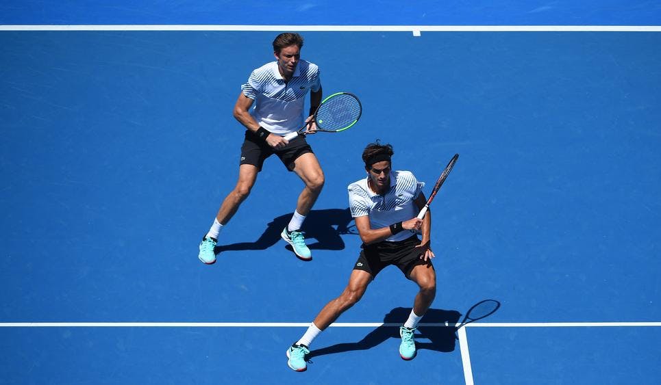 Nicolas Mahut et Pierre-Hugues Herbert en quarts de finale de l'Open d'Australie 2021 | Fédération française de tennis