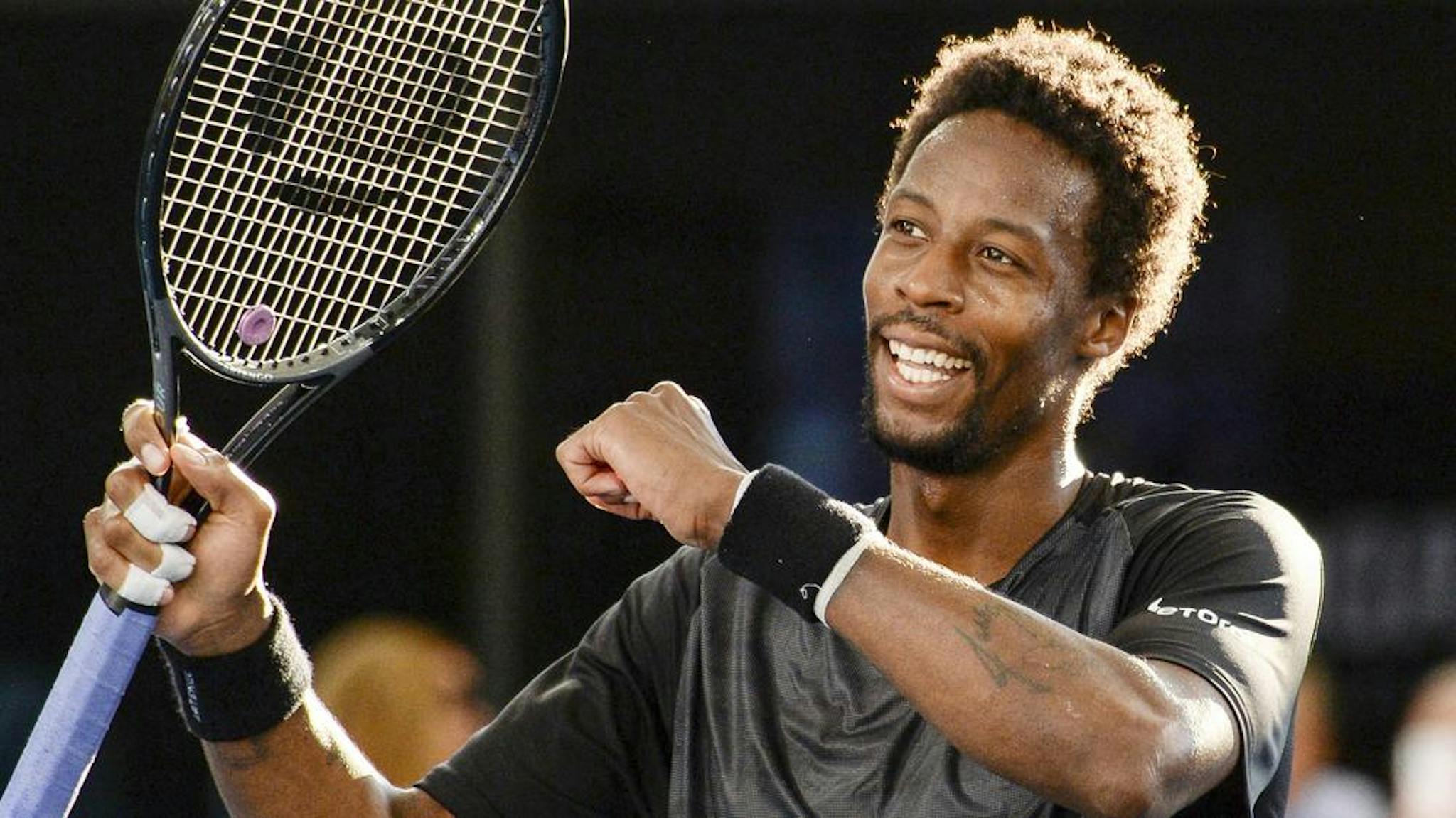 La joie de Gaël Monfils, vainqueur de son 11e titre ATP.