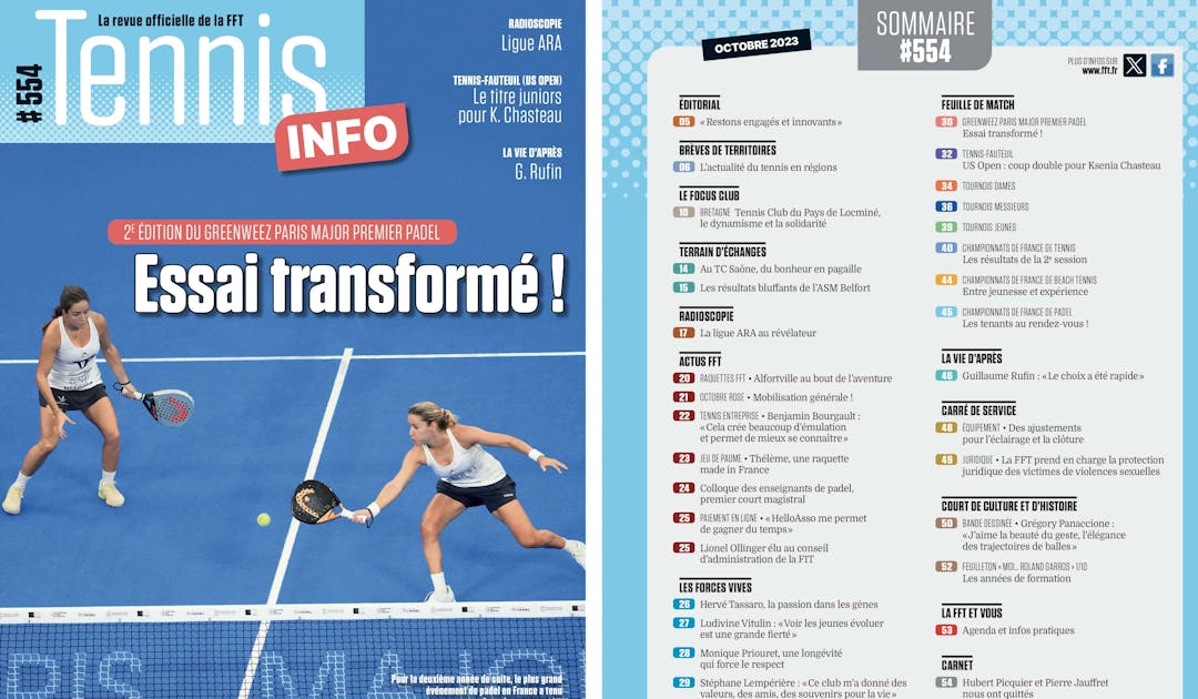 Tennis Info n°554 - La mue de Tennis Info | Fédération française de tennis