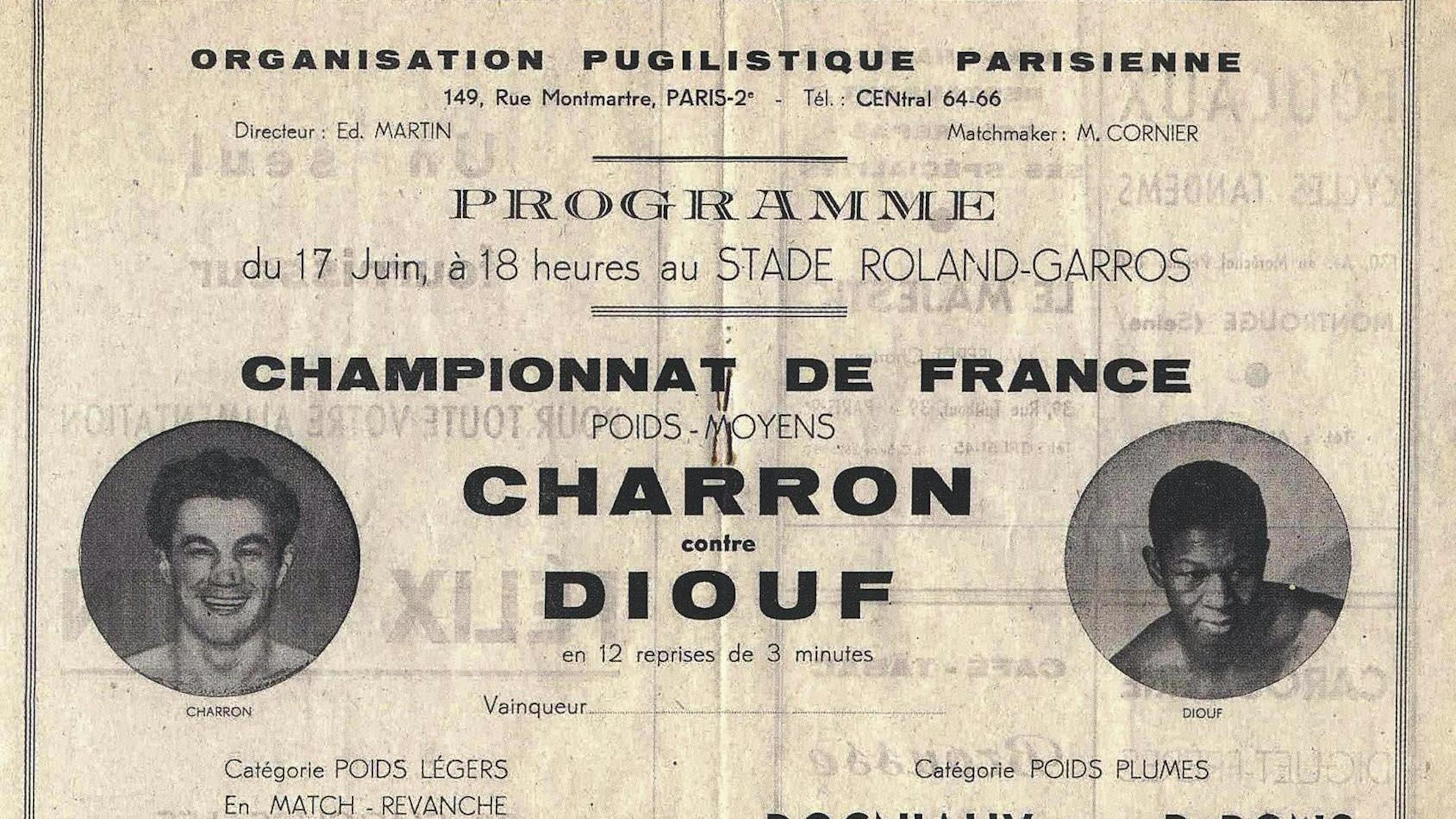 L'affiche de promotion du combat Charron - Diouf.