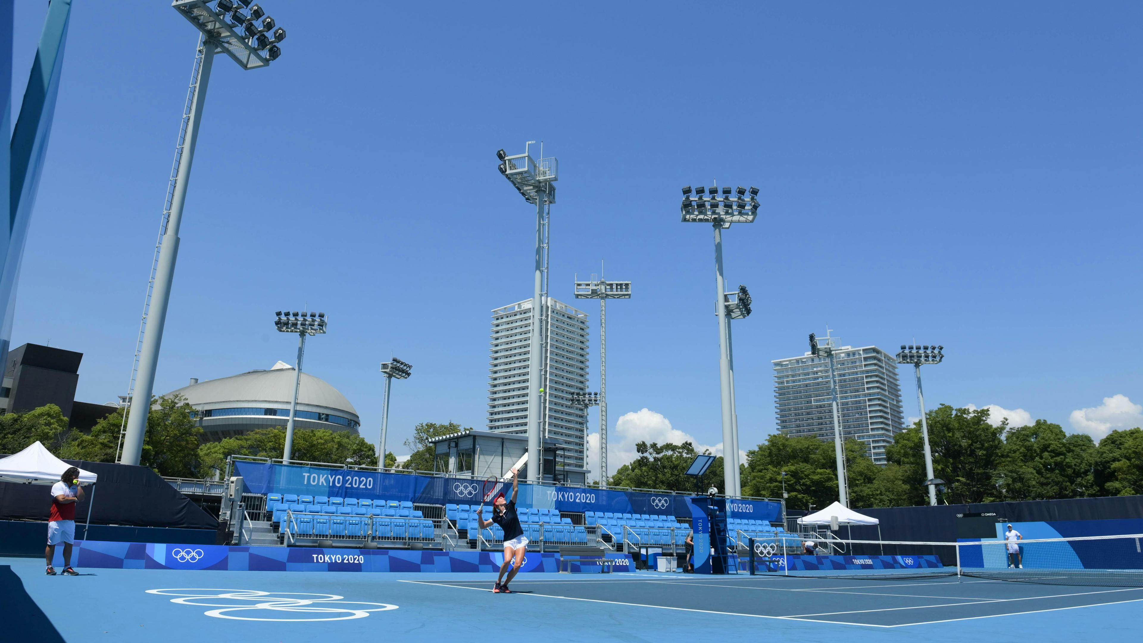 Les Bleu(e)s (ici Fiona Ferro) sont à l'entraînement dans la chaleur de Tokyo.