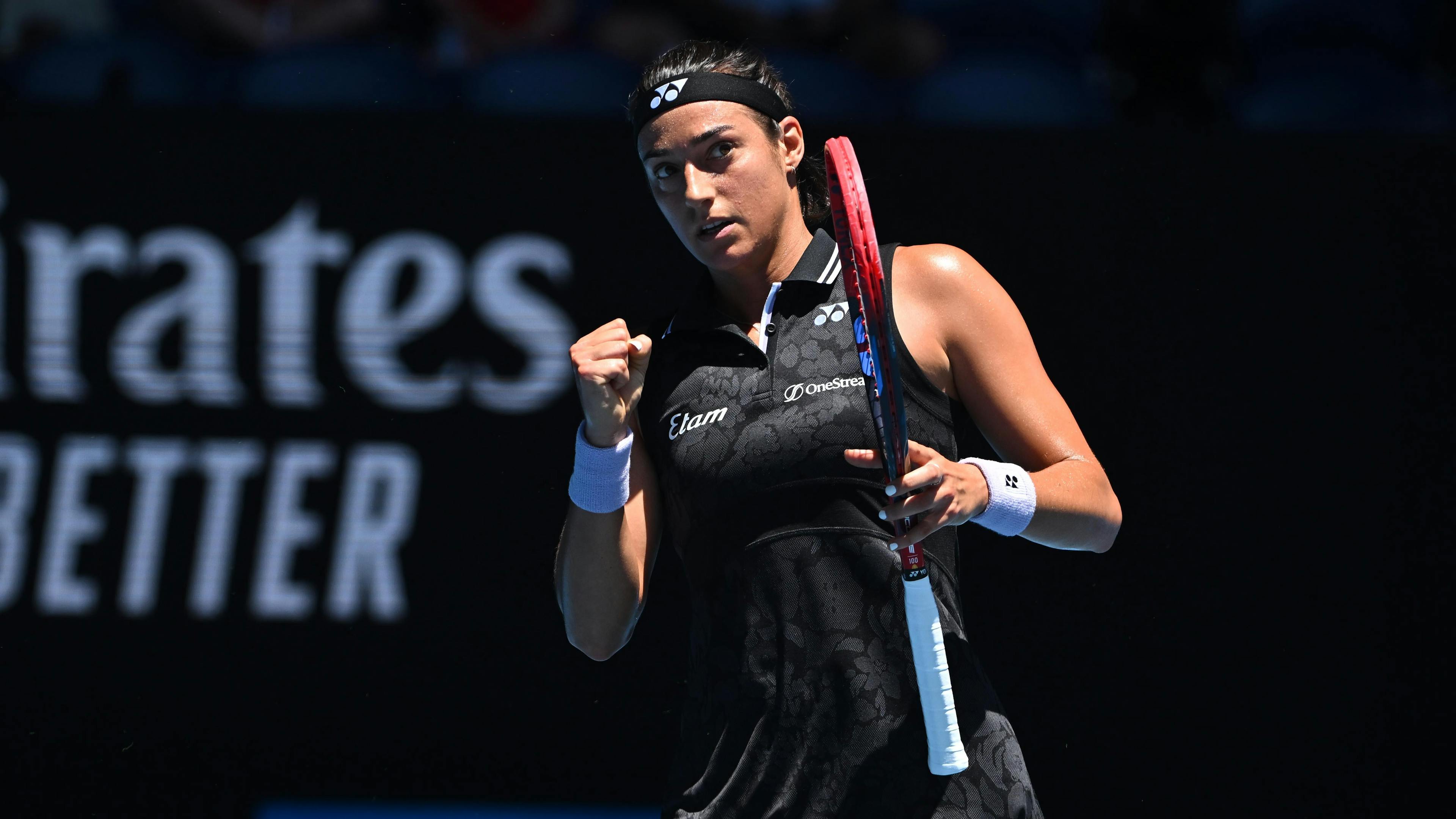 Caroline Garcia durant son huitième de finale contre Magda Linette