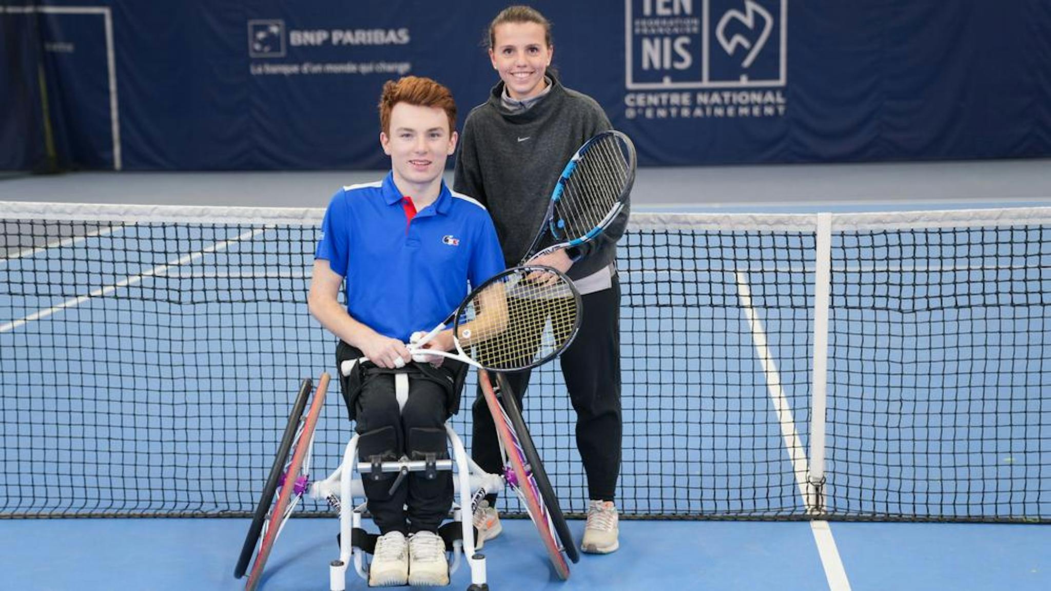 Camille Cheli et Justin Michel, à l'entraînement au CNE.