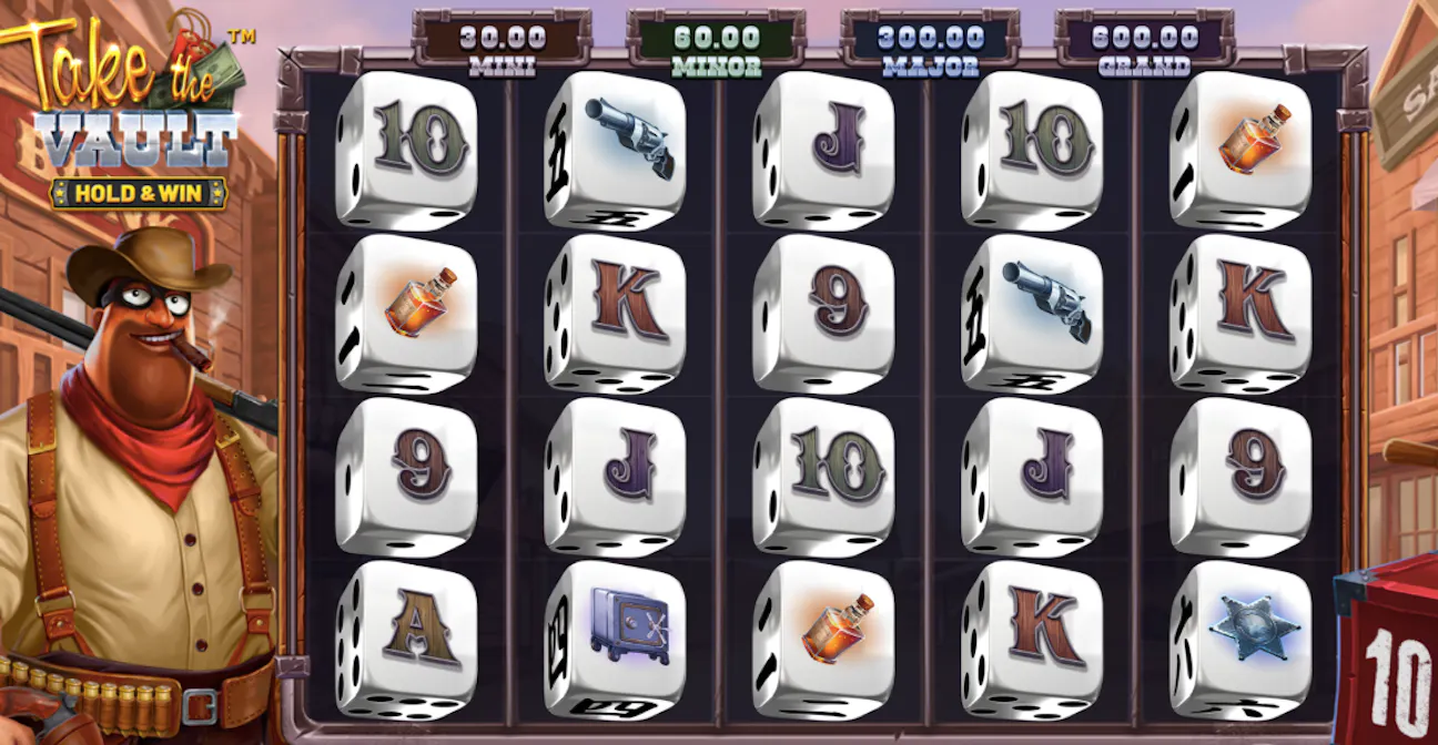 Game grid from the online casino game Take the Vault by Betsoft