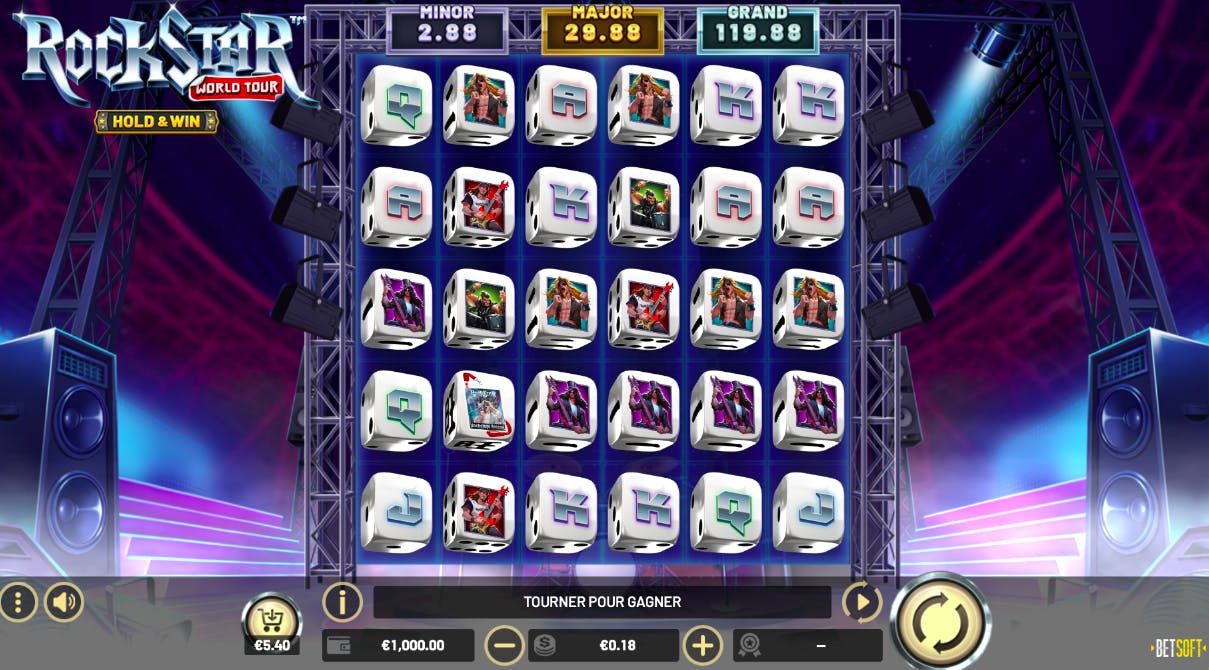Grille de jeu de Rockstar World Tour, de BetSoft