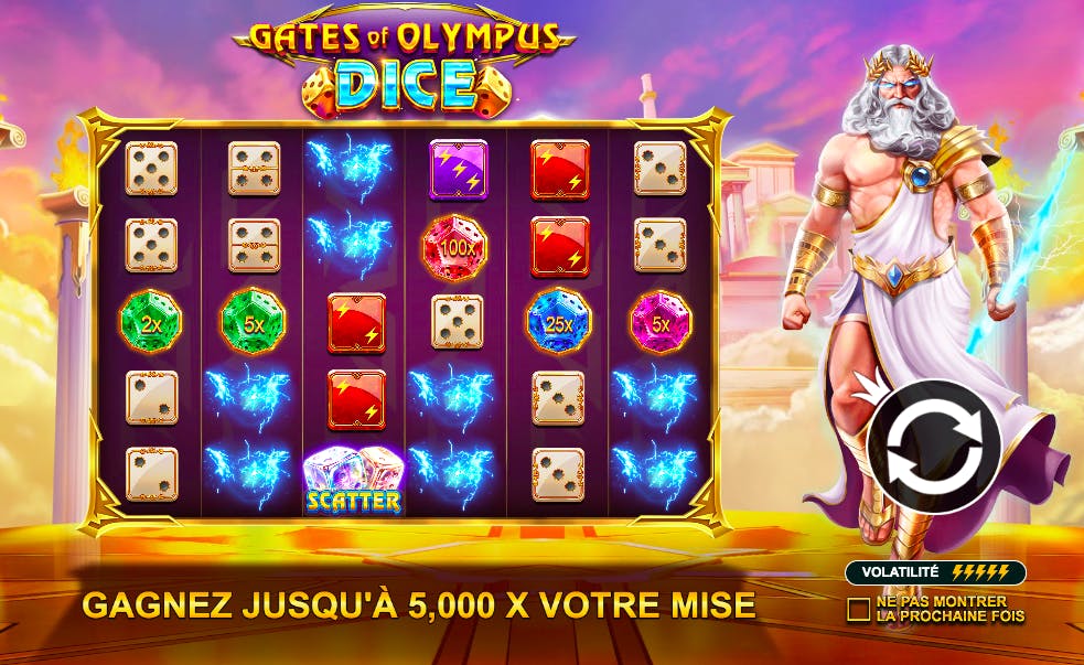 Grille de jeu de Gate of Olympus, jeu de casino en ligne de Pragmatic Play