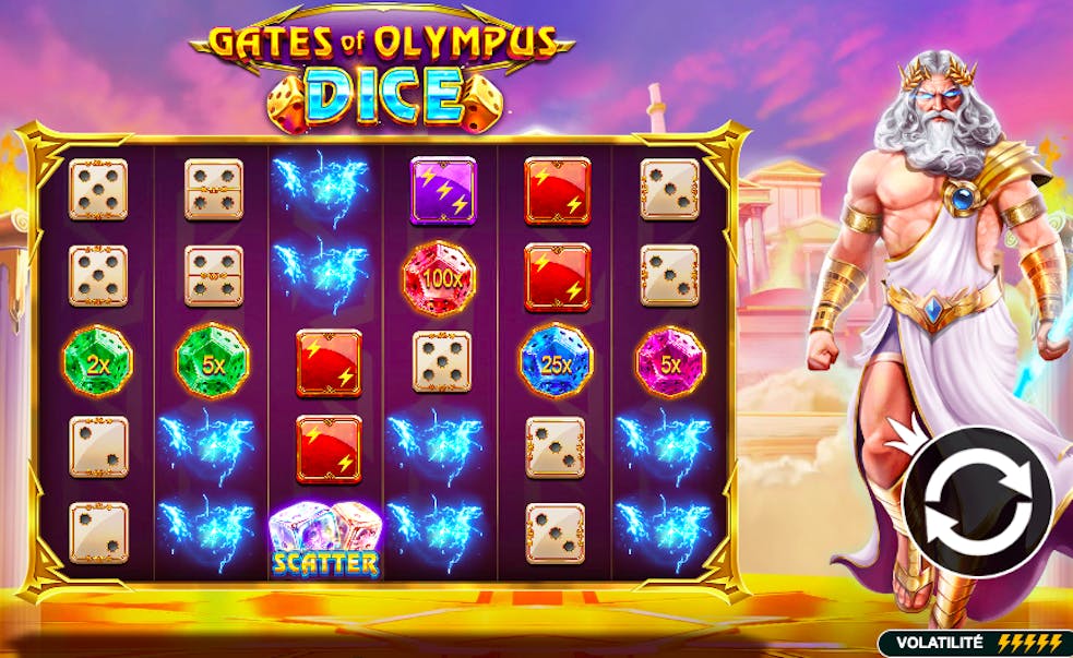 Game grid from the online casino game Gates of Olympus by Pragmatic Play