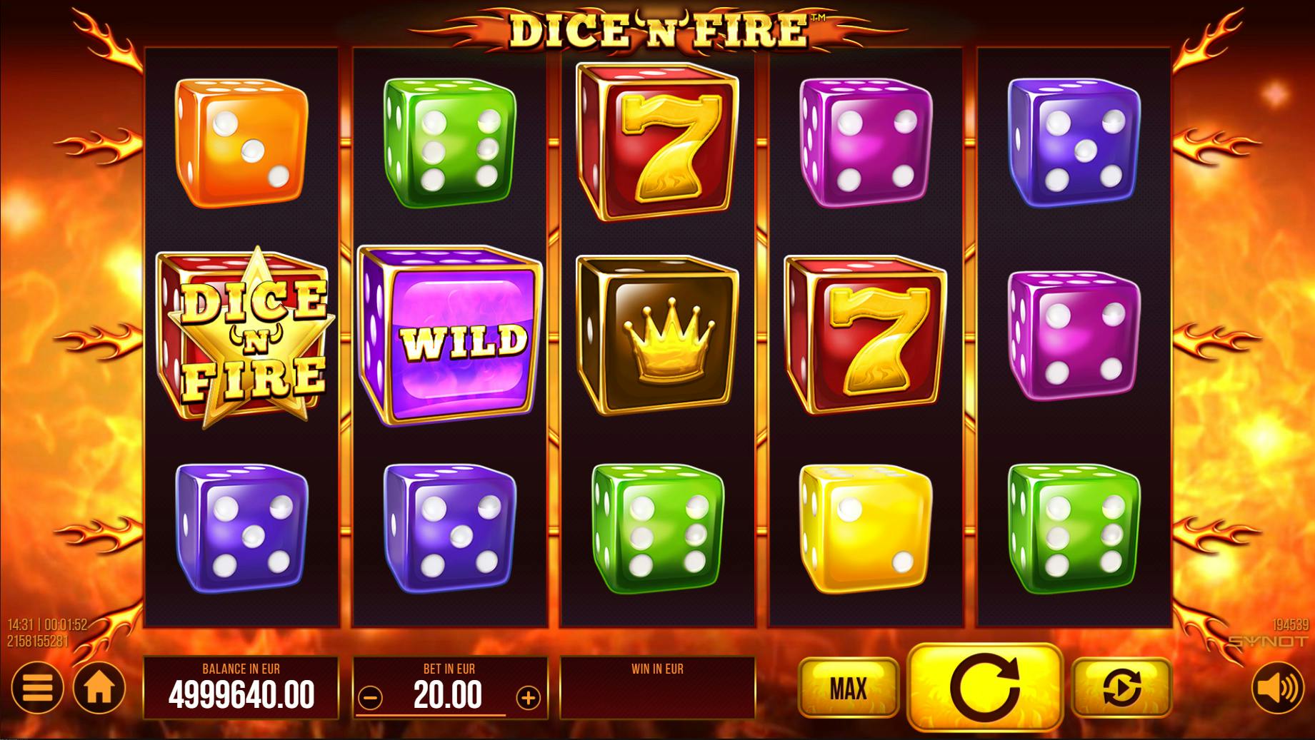 Game grid from the casino game Dice'N'Fire by Synot