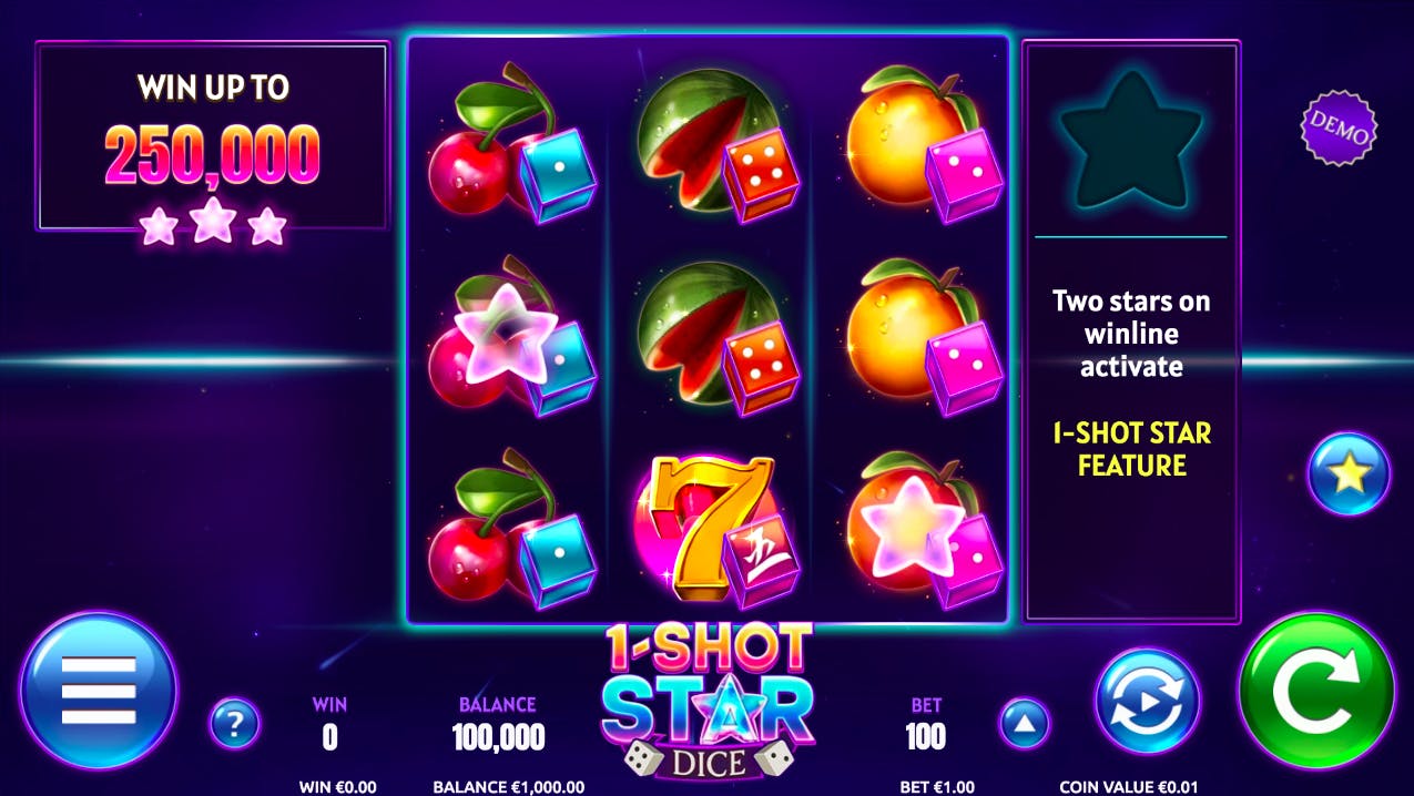 Game grid from the online casino game 1 Shot Star