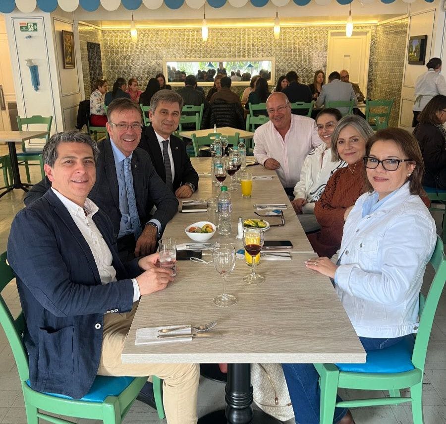 From left to right: Fitac Executive Director, Miguel Espinosa; FIATA Director General, Stéphane Graber; FIATA President, Turgut Erkeskin; Fitac President Guillermo Gonzalez Larsen; Kelly Cortés, Advisor and Professional Expert in International Commerce, National Tax and Customs Directorate (DIAN); Claudia Patricia Marín Jaramillo, Director of Customs Management, the National Tax and Customs Directorate (DIAN); and Adriana Rojas, Head of AEO Programmes, National Tax and Customs Directorate (DIAN).