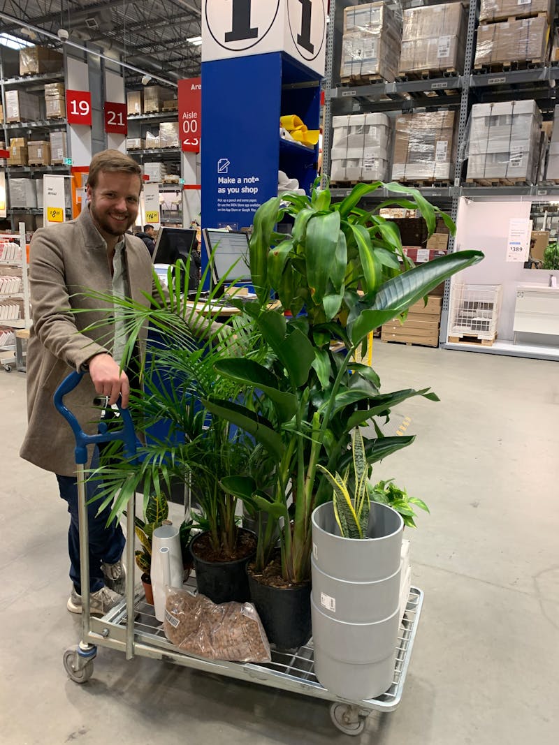 Brett at IKEA happy to have a bunch of plants