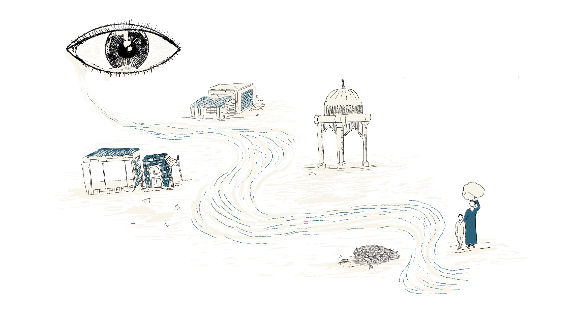 Rivers by Zuhaib Ahmed Pirzada; Illustration by Jerusha Isaac for FiftyTwo.in