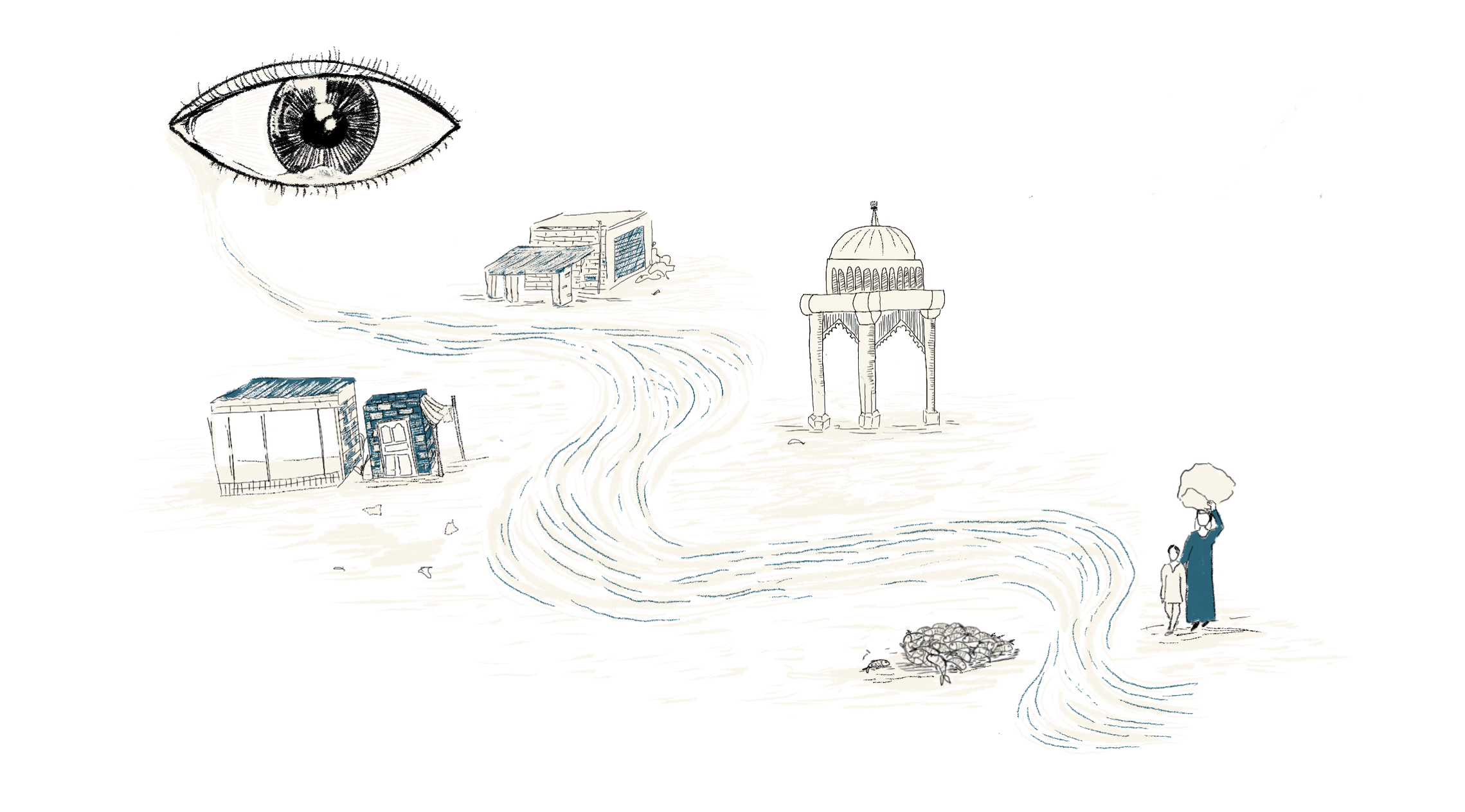Rivers by Zuhaib Ahmed Pirzada; Illustration by Jerusha Isaac for FiftyTwo.in