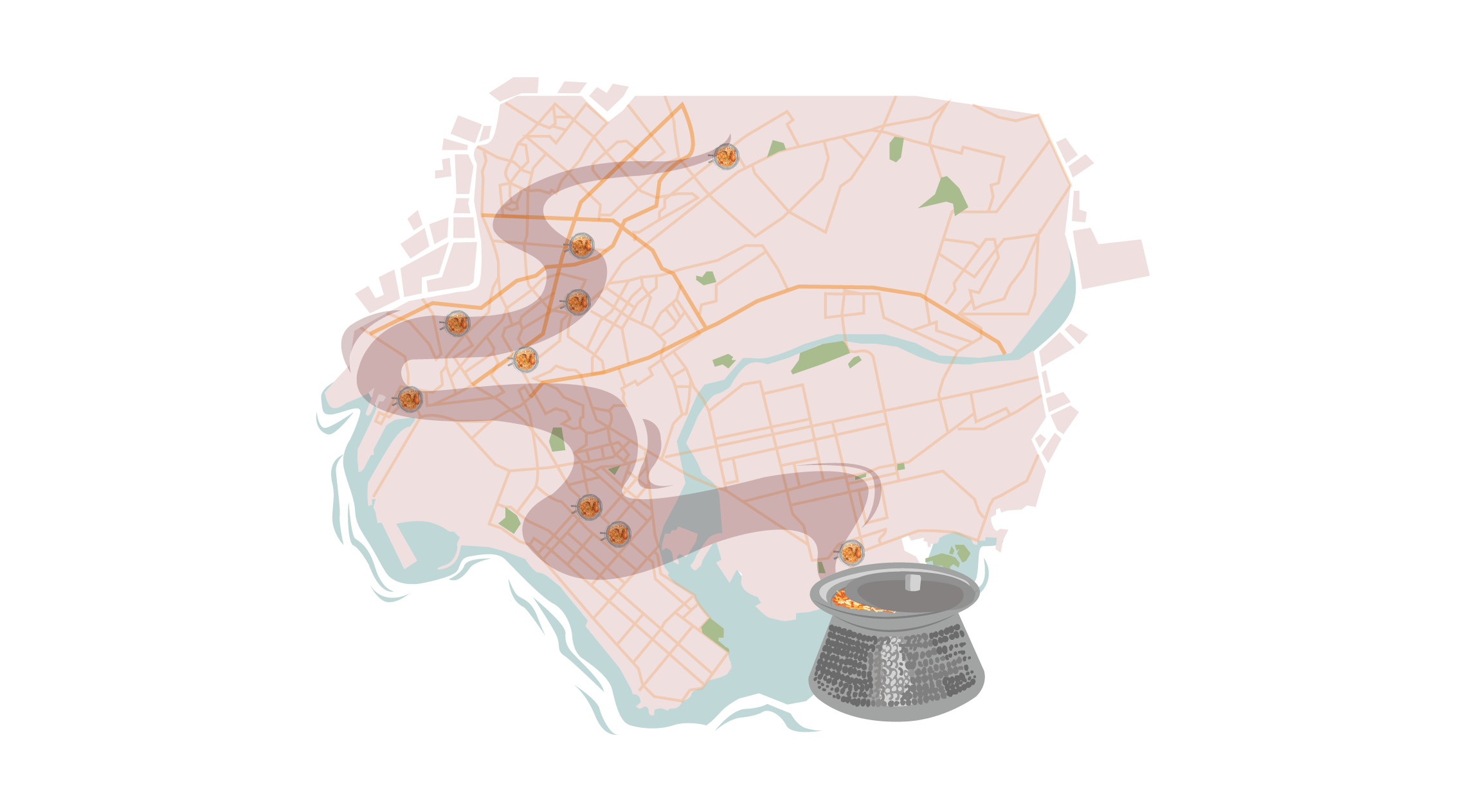 Rice, Fat, Meat, Streets by Ahmer Naqvi; Illustration by Akshaya Zachariah for FiftyTwo.in