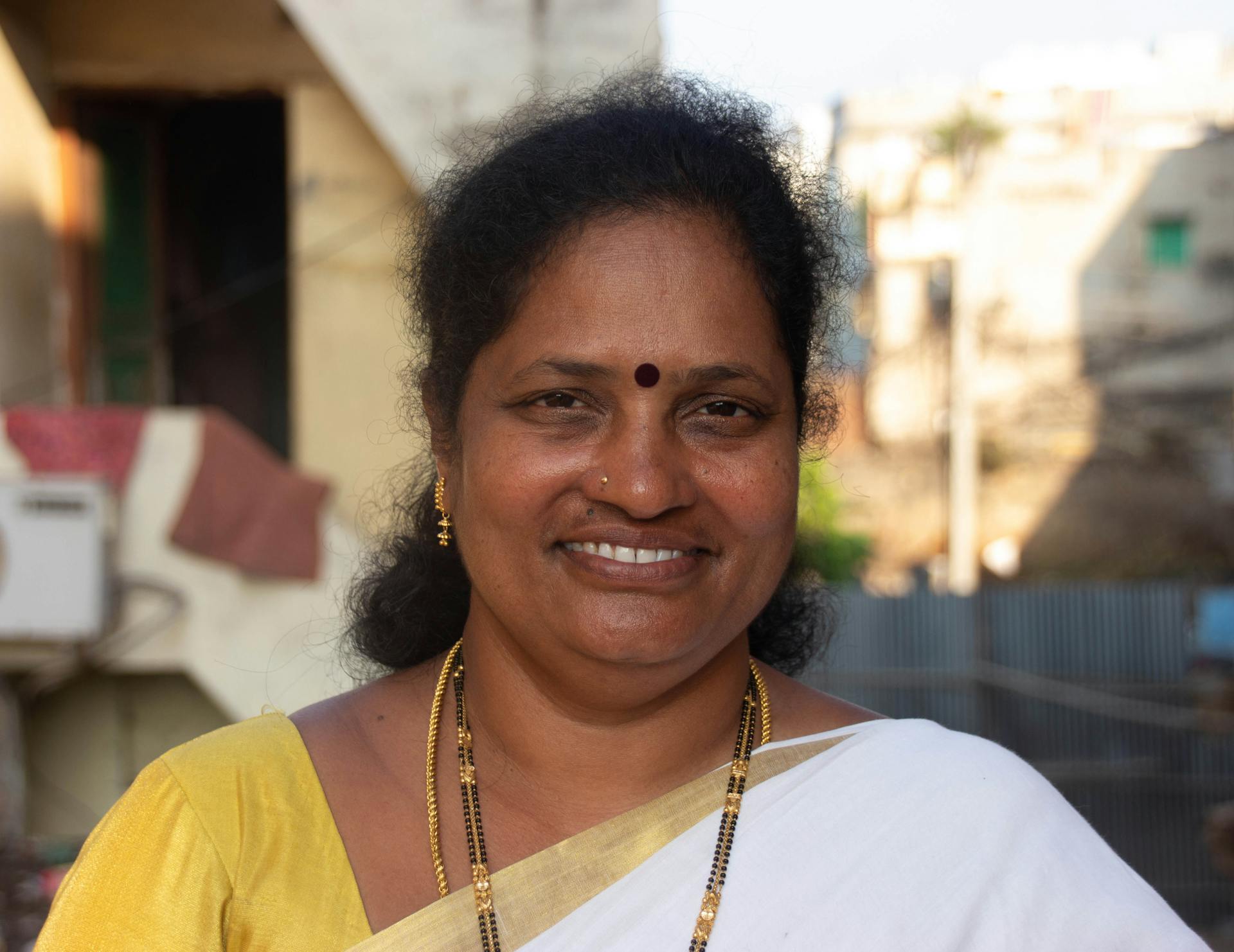 A. Vimala outside the CPI office in Visakhapatnam. Photo by Justin Nisly