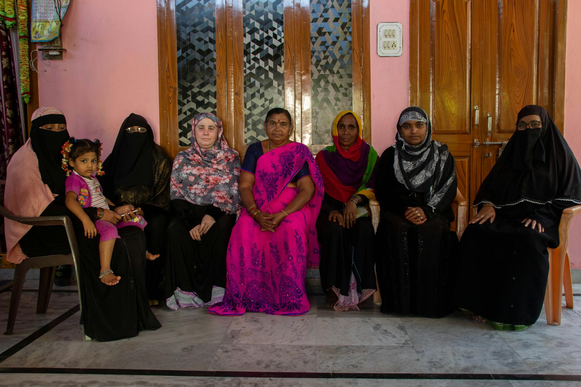 R.A. Palle (in pink sari) with the members of her women's self-help group in Vuyyuru. Photo by Justin Nisly.
