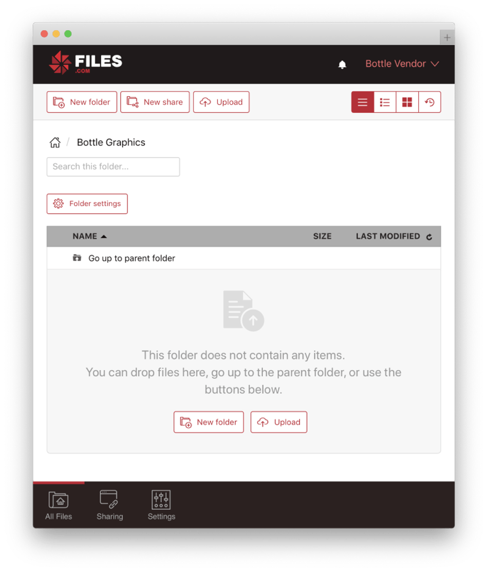 Original unbranded Files.com interface.