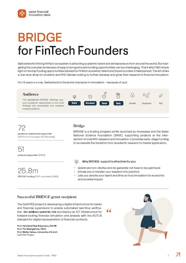 Factsheet FIND - BRIDGE for FinTech Founders